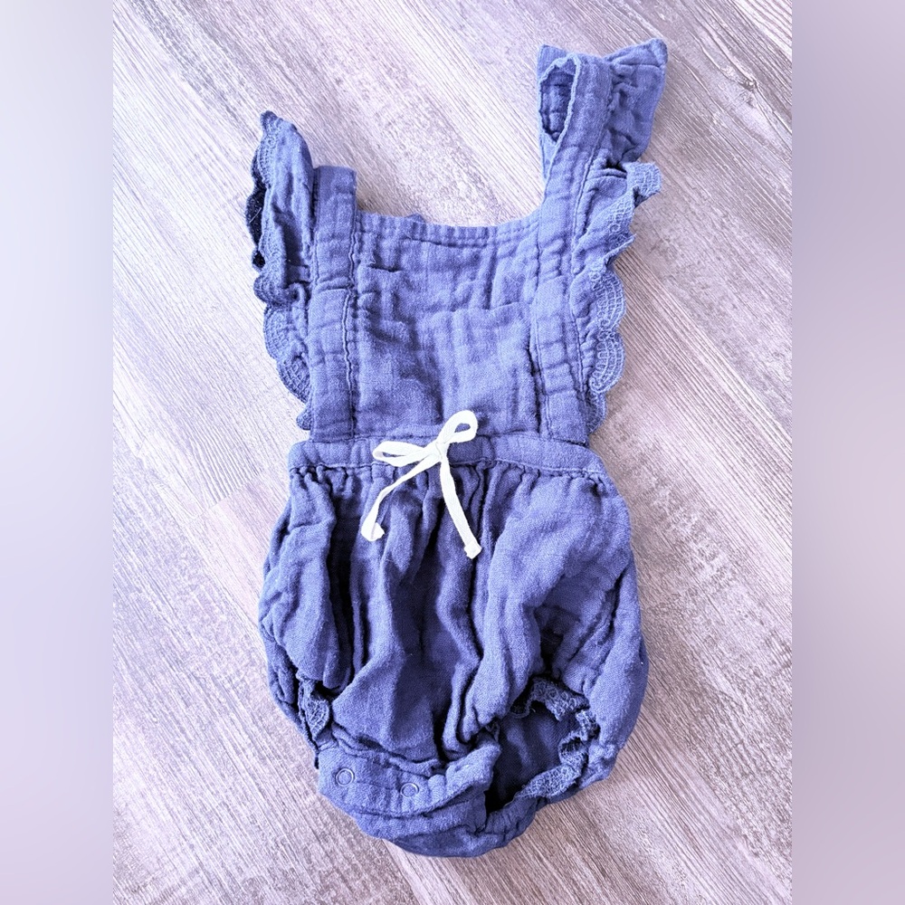 Jamie Kay navy blue muslin romper